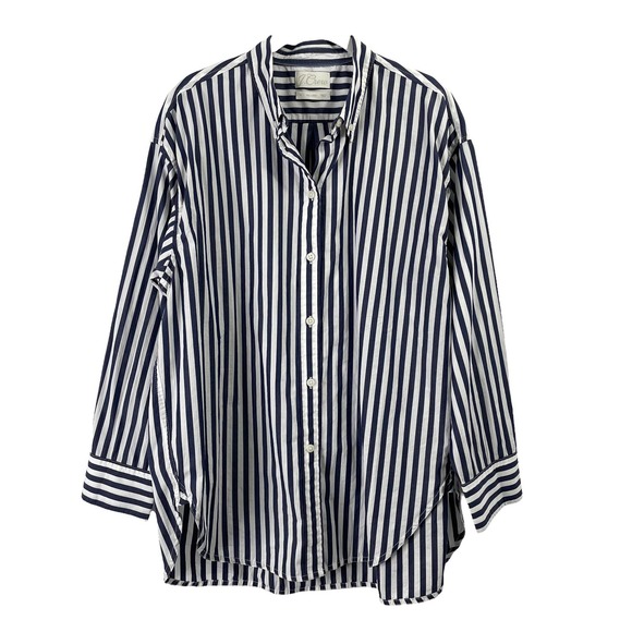 J. Crew Tops - J. Crew Relaxed-fit crisp cotton poplin shirt in stripe Sz 12